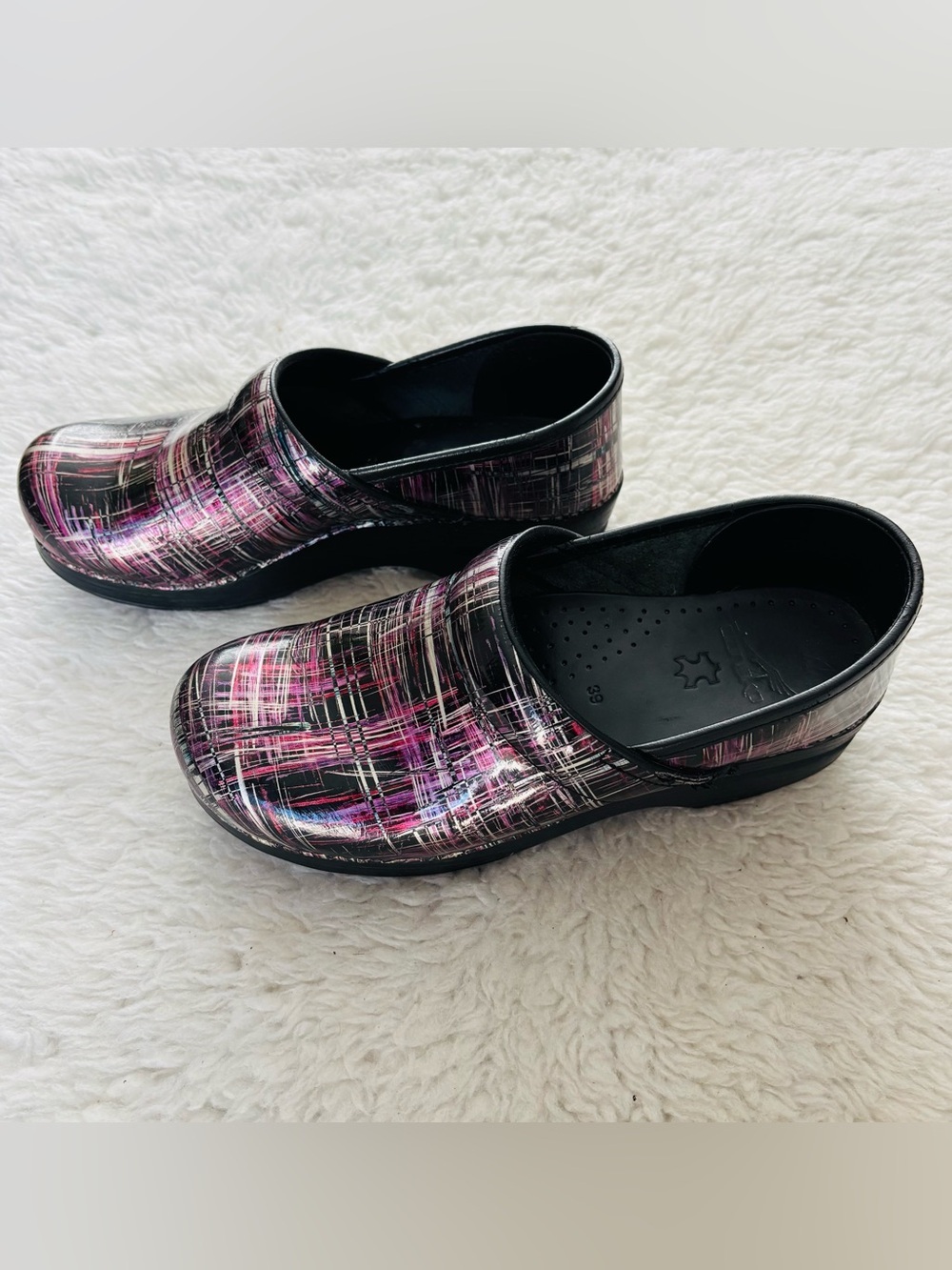 Dansko Patent Leather Multicolor Slip on Clogs Shoes size EU 39 - Picture 5 of 13